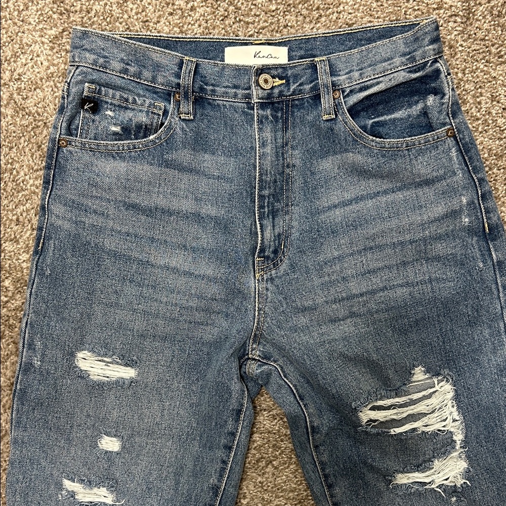 KanCan Blue Distressed Straight Leg Jeans